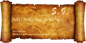 Sáfrány Irén névjegykártya