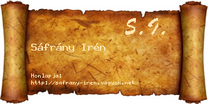 Sáfrány Irén névjegykártya